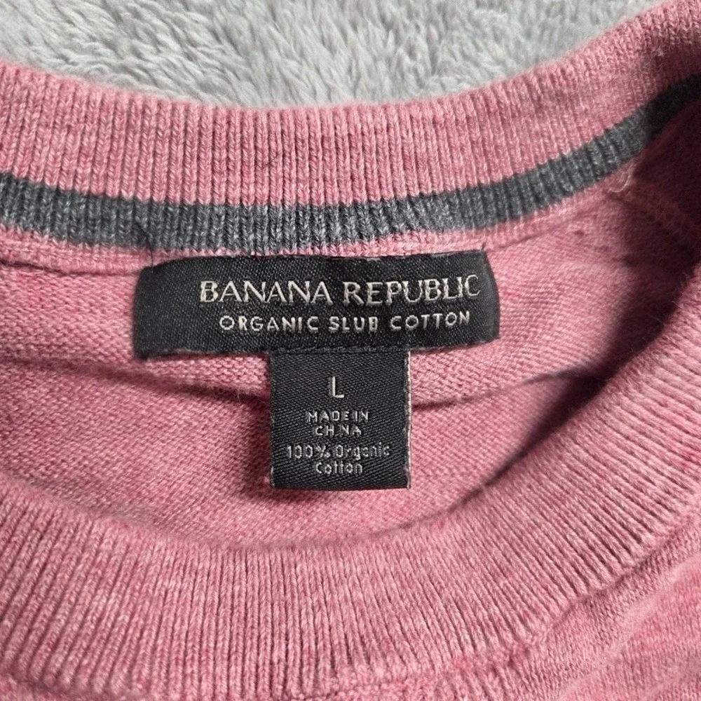 Banana‎ Republic Sweater Mens Large Red Organic Slub Cotton Pullover Raglan